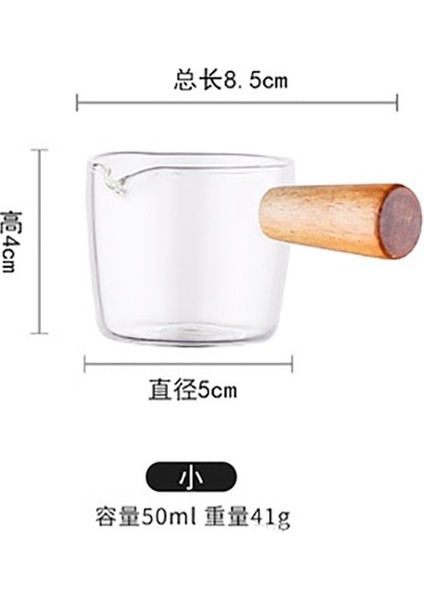 50 ml Mini Dağıtıcı Cam Sürahi Isıya Dayanıklı Ahşap Saplı Baharat Soyunma Kabı Fincan Sos Süt Kahve Aracı Kavanoz Sos Teknesi 50 (Yurt Dışından)