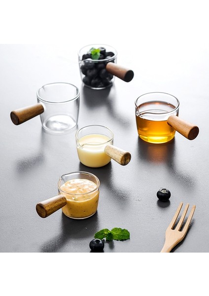 50 ml Mini Dağıtıcı Cam Sürahi Isıya Dayanıklı Ahşap Saplı Baharat Soyunma Kabı Fincan Sos Süt Kahve Aracı Kavanoz Sos Teknesi 50 (Yurt Dışından)