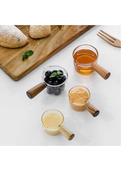 50 ml Mini Dağıtıcı Cam Sürahi Isıya Dayanıklı Ahşap Saplı Baharat Soyunma Kabı Fincan Sos Süt Kahve Aracı Kavanoz Sos Teknesi 50 (Yurt Dışından)