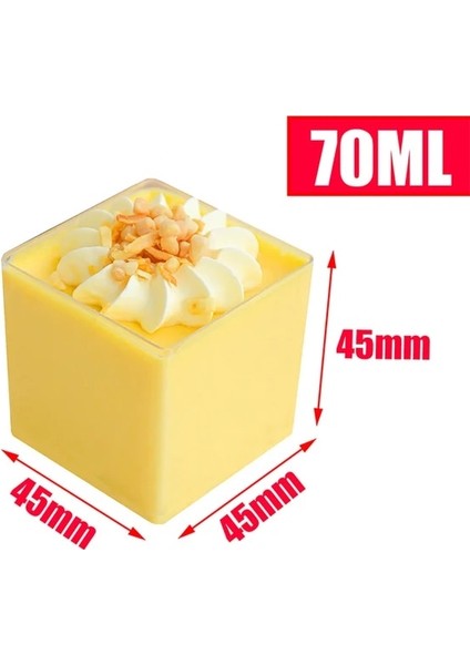 Stil 1 20 Adet 20 Adet Mousse Kek Kare Tatlı Masa Eğik Puding Jöle Tiramisu Kepeği Fincan Tek Kullanımlık Plastik Bardak (Yurt Dışından)