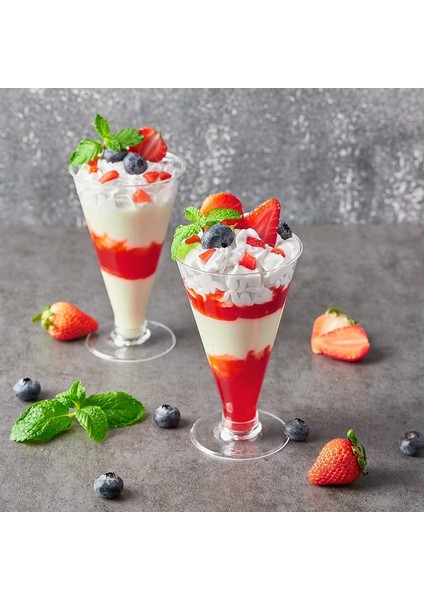 Stil 1 20 Adet 20 Adet Mousse Kek Kare Tatlı Masa Eğik Puding Jöle Tiramisu Kepeği Fincan Tek Kullanımlık Plastik Bardak (Yurt Dışından)