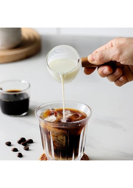 100 ml Mini Mutfak Kolu Bardak Sirke Fincan Bardak Ahşap Sürahi Sos Espresso Cam Kreması Aksesuarları 50 ML/100 ml Süt Sürahisi Süt (Yurt Dışından)