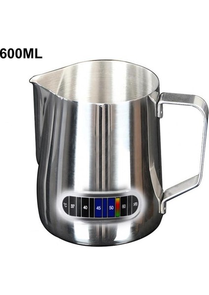 600ML Kahve Latte Süt Köpürtme Sürahisi Sıcaklık Algılama Süt Köpürtme Sürahisi Paslanmaz Çelik Süt Latte Fincan Kahve Aksesuarları (Yurt Dışından)
