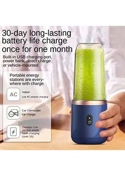 Fincan Kapaklı Pembe 400ML Taşınabilir 6 Bıçaklı Meyve Sıkacağı Bardağı USB Smoothie Blender Kupası Kablosuz Mini Şarj Meyve Sıkacağı Yiyecek Mikser Seyahat Buz Kırıcı (Yurt Dışından)