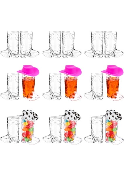 1 Takım 20 Paket 20 Parça 1 Oz Plastik Kovboy Çizme Shot Bardakları ve 20 Parça Mini Kovboy Şapka Setleri Açık Barbekü Partisi Süslemeleri (Yurt Dışından)