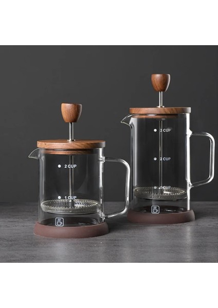400 ml Ceviz Ahşap 400/600 ml Fransız Basınçlı Cezve Ceviz Ahşap Kapak Bambu Ahşap Kapak Yüksek Borosilikat Cam Pot Filtre Çaydanlık Seti (Yurt Dışından)