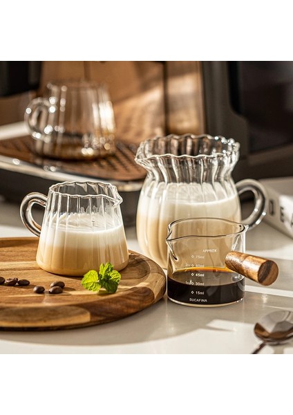 200ML 100/200/370ML Kahve Fincanı Şeffaf Cam Süt Sürahisi Saplı Köpürtme Paylaşımı Pot Mezun Süt Köpüğü Coffeeware (Yurt Dışından) modelleri