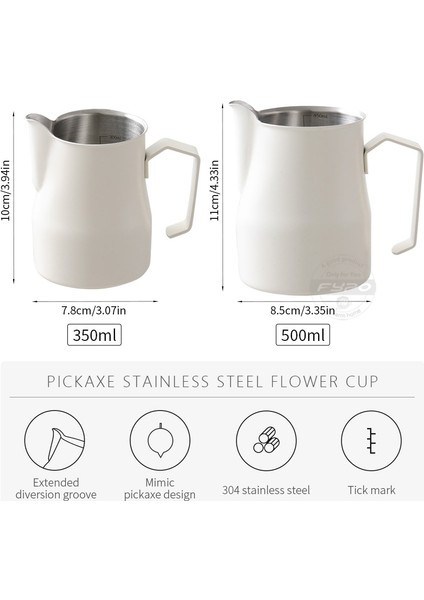 Gümüş 350 ml Paslanmaz Çelik Köpürtme Sürahi Sürahi Süt Köpürtücüler Fincan Kahve, Latte ve Köpürtücü Süt Için Uygun 350/500 ml Kahve Fincanı (Yurt Dışından)