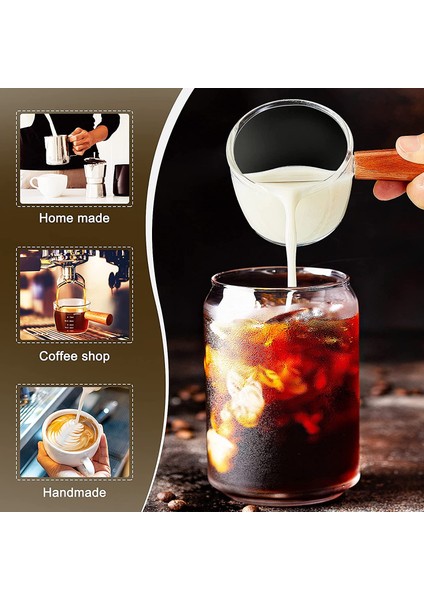 100ML 50/75/100/140ML Cam Espresso Ölçüm Kabı Ahşap Saplı Çift/tek Ağızlı Süt Sürahisi Mutfak Sos Tabağı Ev Kahve Gereçleri (Yurt Dışından)