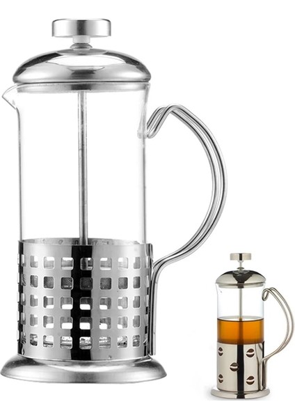 Şerit Paterni Manuel Kahve Espresso Makinesi Pot Fransız Kahve Çay Süzgeç Filtresi Paslanmaz Çelik Cam Çaydanlık Cafetiere Basın Pistonu 350 ml (Yurt Dışından)