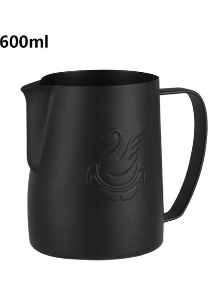 Siyah Teflon 600 ml Jıbbı Süt Buharda Köpürtme Sürahi Paslanmaz Çelik Yapışmaz Süt Sürahisi Çekme Çiçek Fincan Kahve Için Mükemmel Cappuccino Latte 600 (Yurt Dışından)