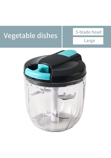 900ML-MAVI Siyah El Çekme Kıyma Makinesi Çoklu Sebze Doğrayıcı Ev Sarımsak Ezici Kullanımı Kolay Kıyma Baharatlar Fındık Buz Kesici Mutfak Aletleri (Yurt Dışından)