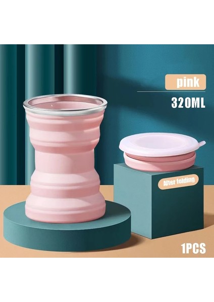 Pembe Taşınabilir Silikon Katlama Su Açık Isıya Dayanıklı Katlanabilir Kapaklı Kupa Katlanabilir Seyahat Içme Iş Gezisi Fincan Kamp Için (Yurt Dışından)