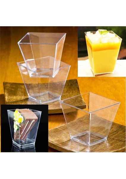 40 Adet Bardak Tatlı Bardağı Kare Plastik Parfait Tazze Parti Mousse Meze Şarküteri Mini Temizle 2 Riutilizzabile (Yurt Dışından) indirimleri