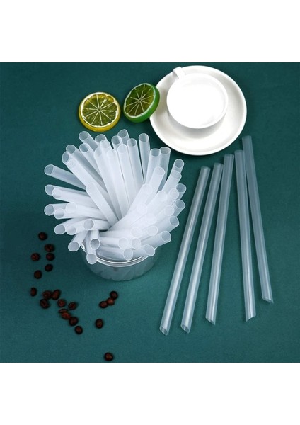 Şeffaf Renk 300 Adet Smoothie Jumbo Saman Şeffaf Plastik Pipet Milkshake Kabarcık Çay Jumbo Payet Meyve Sallar (Yurt Dışından)