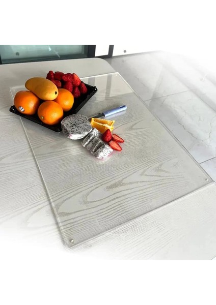40X45 cm Akrilik Şeffaf Kesme Tahtası ile Dudak Kaymaz Mutfak Kesme Doğrama Tahtaları Tezgah Tezgah Koruyucu Mutfak Gadget (Yurt Dışından)