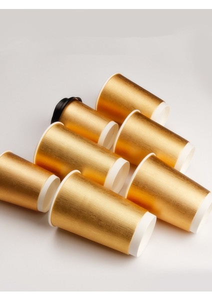 8 Oz Gümüş 100 Adet 100 Adet/paket 4/8 Oz Tek Kullanımlık Altın Kağıt Bardak Içi Boş Çift Katmanlı Isı Yalıtımı Fırçalanmış Kağıt Bardak Kahve Fincanı (Yurt Dışından)