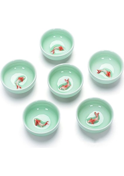 001 45 ml Çin Çay Bardak Porselen Seladonlar Balık Çay Fincanı Seti Gevşek Yaprak Çaydanlık Drinkware Oolong Çay Seramik Çin Kung Fu Çay Setleri (Yurt Dışından)