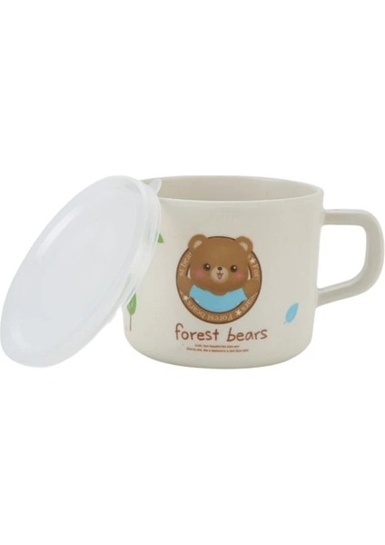A15 220 ml Bambu Elyaf Çocuk Su Bardağı Süt Kapaklı Bardak Taşınabilir Bebek Aperatif Fincan Kahvaltı Kupa Içecek Karikatür Ev Okul Için Sevimli (Yurt Dışından)