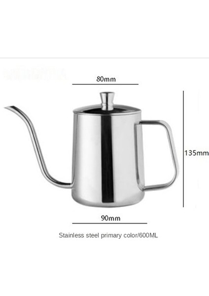 600ML 02 304 Paslanmaz Çelik Ev Kahve Aletleri Ince Ağız Uzun Borulu Pot Filtre Kabarcık Pot Pürüzsüz Su Kontrolü 350ML/600ML (Yurt Dışından)