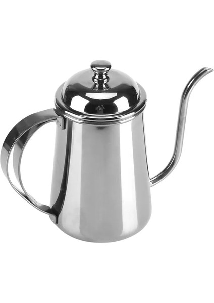 Gümüş Paslanmaz Çelik Cezve Çay Su Isıtıcısı Gooseneck Damla Cezve Çaydanlık Cafe House Ev Için 650 ml - Altın (Yurt Dışından)