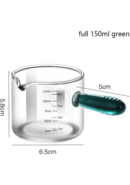 150ML Yeşil 80/150ML Espresso Cam Saplı Ölçüm Kabı Vshape Ağız Şekeri Süt Sürahisi Kahve Malzemeleri Ölçü Kupa Mutfak Baharat Fincan (Yurt Dışından)