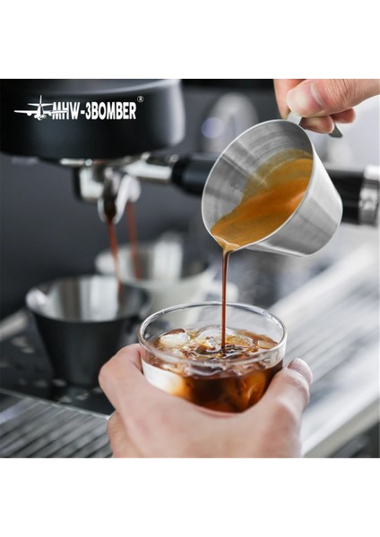 Siyah 100ML Espresso Ölçüm Kabı Ölçekli Paslanmaz Çelik Kahve Fincanı Keskin Ağız Saplı Ölçekli Ölçü Kupalar Kahve Kupaları (Yurt Dışından)