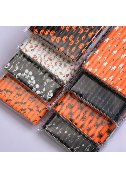 Stil 1 25 Paket Cadılar Bayramı Korku Temalı Saman Parti Dekor Kabak Yarasa Kafatası Şerit Desen Içme Kağıt Payet Ev Tatil Malzemeleri (Yurt Dışından) fırsatları