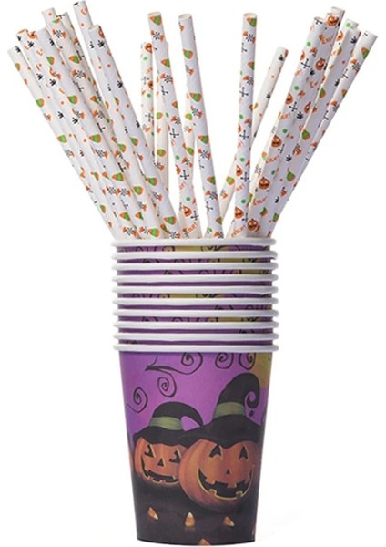 Stil 1 25 Paket Cadılar Bayramı Korku Temalı Saman Parti Dekor Kabak Yarasa Kafatası Şerit Desen Içme Kağıt Payet Ev Tatil Malzemeleri (Yurt Dışından) indirimleri