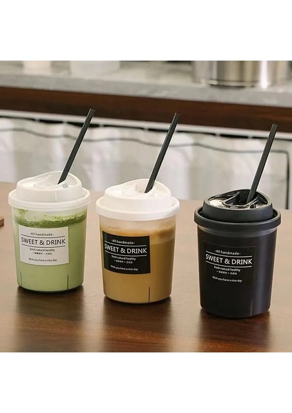 01 25 Adet 25/50 Adet 500ML Tek Kullanımlık Şeffaf Plastik Bardaklar Parti Için Kahve Smoothie Süt U Ağız Tatlı Kapaklı Bardaklar Konteyner (Yurt Dışından)