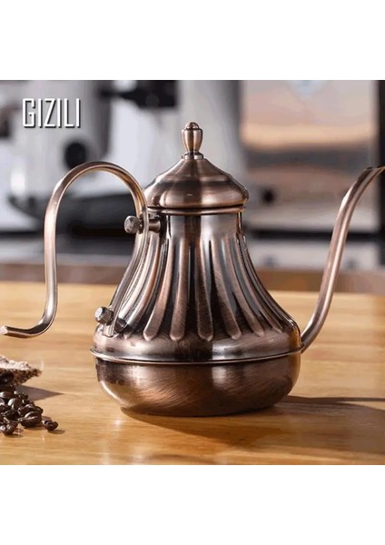 420 ml Gümüş Paslanmaz Çelik Kahve Çay Potu Damla Su Isıtıcısı Retro Gooseneck Damla Su Isıtıcısı Kuğu Boyun Ince Ağız El Damla Cezve Üzerine Dökün (Yurt Dışından)