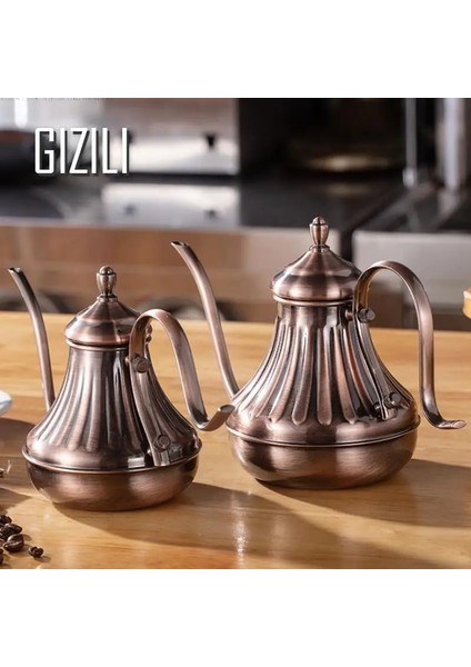 420 ml Gümüş Paslanmaz Çelik Kahve Çay Potu Damla Su Isıtıcısı Retro Gooseneck Damla Su Isıtıcısı Kuğu Boyun Ince Ağız El Damla Cezve Üzerine Dökün (Yurt Dışından)