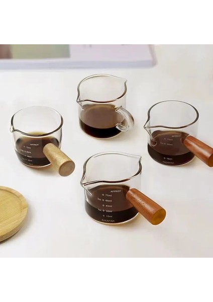 Çift Ağızlı Espresso Ölçüm Kabı Isıya Dayanıklı Çift Ağızlı Cam Ahşap Saplı Barista Craft Sürahi Süt Köpürtme Fincan Krema Makinesi (Yurt Dışından) fiyatları