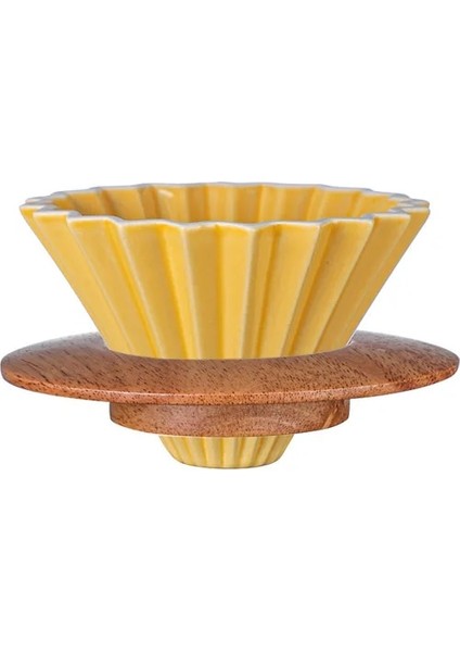 Sarı Ahşap Palet Seramik El Yapımı Origami Filtre Bardağı, El Yapımı Kahve Filtre Bardağı, V60 Huni Damla Kek Bardağı, Çoklu Renkler Mevcuttur (Yurt Dışından)