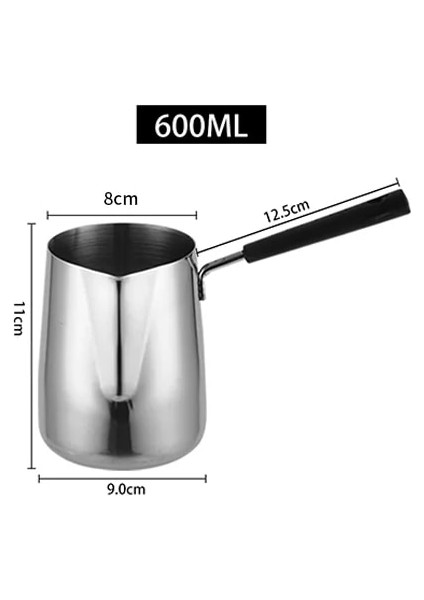 600ML Paslanmaz Çelik Süt Köpürtme Sürahisi Çikolata Eritme Potası Uzun Saplı Kahve Köpürtme Süt Kahve Makinesi Yapmak Için Uygun (Yurt Dışından)