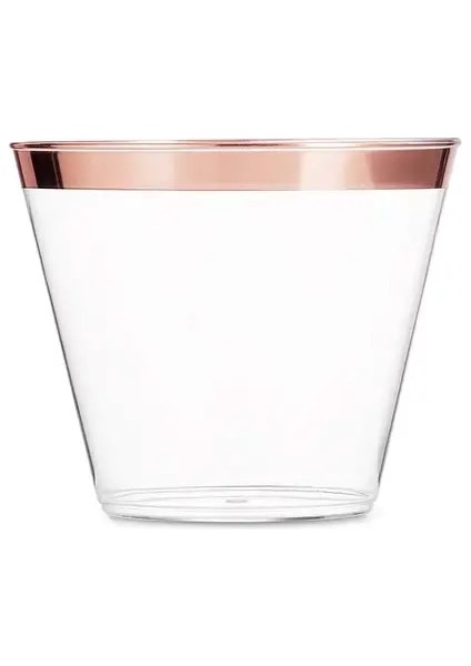Gül Altın 25 Adet 25/50/100 Adet Altın Plastik Bardak 9 Oz Sert Tek Kullanımlık Bardak Plastik Şarap Cam Parti Düğün Şarap Cam Şeffaf Plastik Bardak (Yurt Dışından)