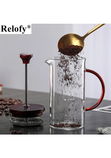 800 ml 400/800 ml Cam Cezve Saf Ahşap Kırmızı Kapaklı Taşınabilir Kahve Fransız Basın Filtre Kahve Makinesi Kahve Aksesuarları (Yurt Dışından) fırsatları