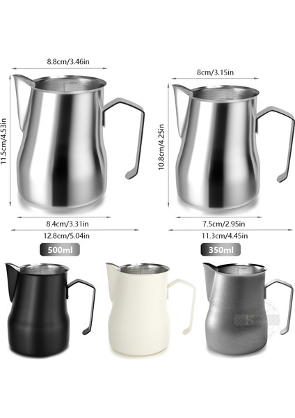 Gümüş 500 ml Süt Köpürtme Sürahisi Sürahi 350/500 ml Paslanmaz Çelik Kahve Süt Köpürtme Sürahisi Espresso Latte Sanat Barista Buhar Süt Sürahisi (Yurt Dışından) modelleri