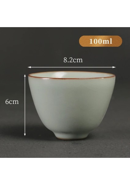 8.2x6 cm 100 ml Azure Ru Fırın Seramik Çay Fincanları El Yapımı Küçük Usta Tek Fincan Porselen Çay Kase Çay Tadım Kupa Kung Fu Teaware Seti Drinkware (Yurt Dışından)