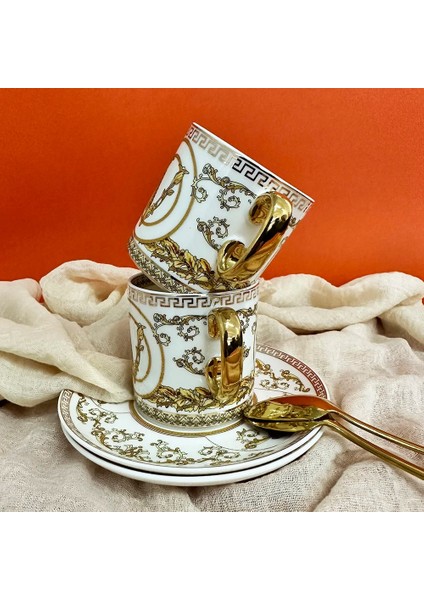 Stil 8 2 Takım Euro Kraliyet Mahkemesi Kemik Çini Bardak ve Tabaklar Retro Çift Kahve Kupaları Öğleden Sonra Çay Seti Kaşıkla Hediye Kutusu (Yurt Dışından) modelleri