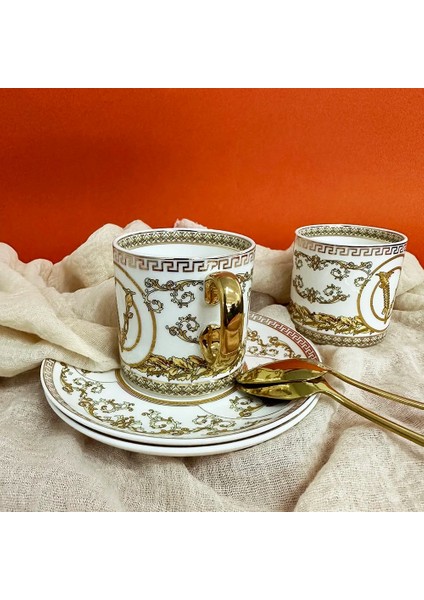 Stil 8 2 Takım Euro Kraliyet Mahkemesi Kemik Çini Bardak ve Tabaklar Retro Çift Kahve Kupaları Öğleden Sonra Çay Seti Kaşıkla Hediye Kutusu (Yurt Dışından) fırsatları