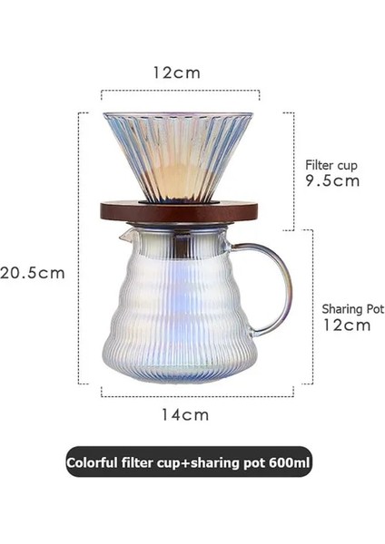 Renkli 2 Adet Set Renkli 1-3 Adet Coffeeware Seti El Demleme Seti Kahve Paylaşımı Pot Filtre Fincan El Bira Cezve Saklama Kabı Kapasitesi 600 ml (Yurt Dışından)