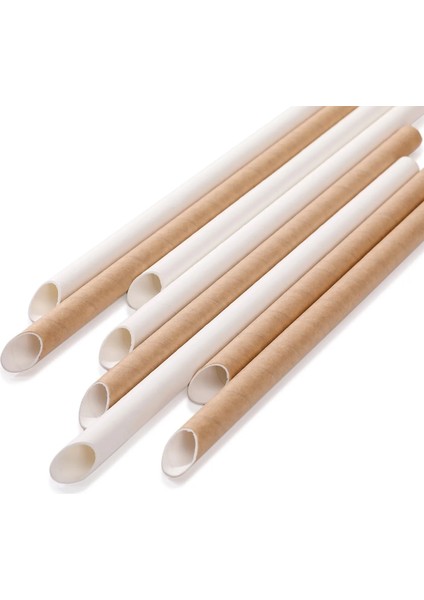 Beyaz 100 Adet 23 cm Tek Kullanımlık Kağıt Pipet Ucu Ayrı Ayrı Paketlenmiş Içecek Boba Inci Sütlü Çay Pipeti Kabarcık Çay Kağıt Payet (Yurt Dışından)