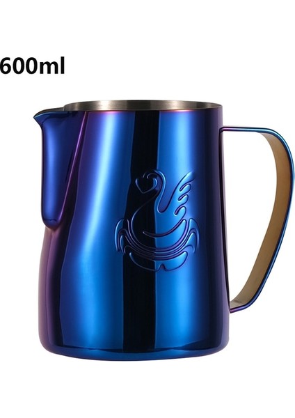 Mavi Parlak 600 ml Jıbbı Süt Buharda Köpürtme Sürahi Paslanmaz Çelik Yapışmaz Süt Sürahisi Çekme Çiçek Fincan Kahve Için Mükemmel Cappuccino Latte 600 (Yurt Dışından)