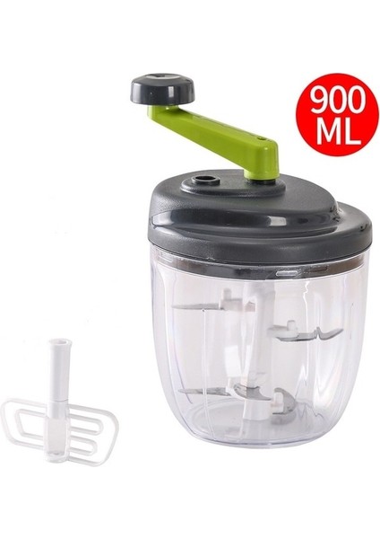 900 ml Mikser Mutfak Robotu Mutfak Manuel Güçlü Yumurta Blender Kıyma Makinesi Sebze Doğrama Parçalayıcı Paslanmaz Çelik Bıçak Kesici (Yurt Dışından)