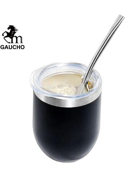 WHITE-175 1 Takım/grup Yerba Mate Süt Çay Bardağı Paslanmaz Su Kabağı Su Kabağı 350 ml Kapaklı Isı Yalıtımı Filtre Pipeti ve Temizleme Fırçası Dahildir (Yurt Dışından)