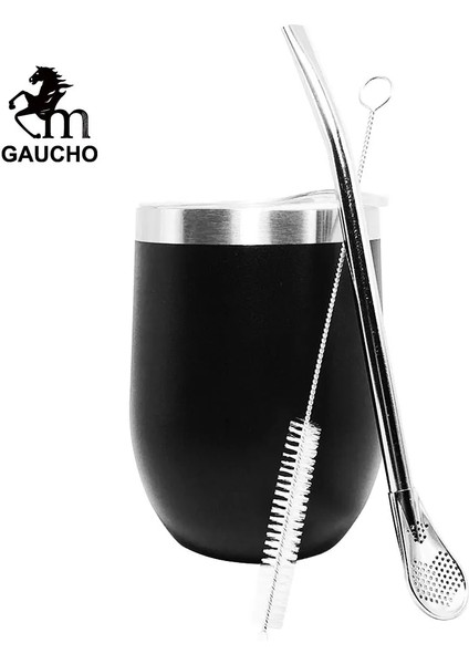 WHITE-175 1 Takım/grup Yerba Mate Süt Çay Bardağı Paslanmaz Su Kabağı Su Kabağı 350 ml Kapaklı Isı Yalıtımı Filtre Pipeti ve Temizleme Fırçası Dahildir (Yurt Dışından)