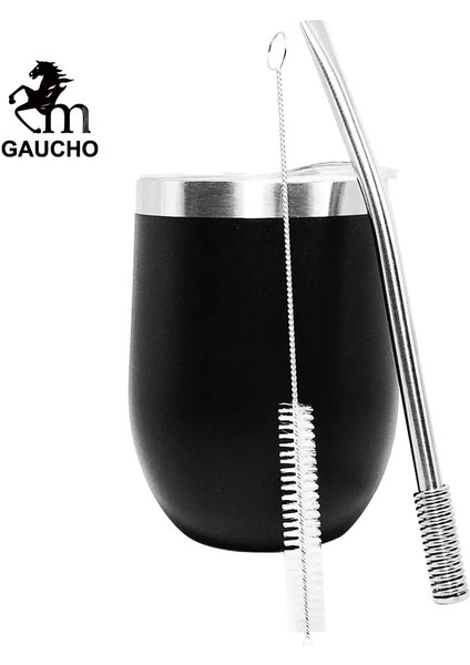 WHITE-175 1 Takım/grup Yerba Mate Süt Çay Bardağı Paslanmaz Su Kabağı Su Kabağı 350 ml Kapaklı Isı Yalıtımı Filtre Pipeti ve Temizleme Fırçası Dahildir (Yurt Dışından)