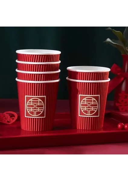 Stil 4 40 Adet/paket Parti Düğün Için Tek Kullanımlık Bardak Kalınlaşma Kırmızı Fincan Düğün Malzemeleri Çin Tarzı Dekor Tek Kullanımlık Mutfak Eşyaları (Yurt Dışından)