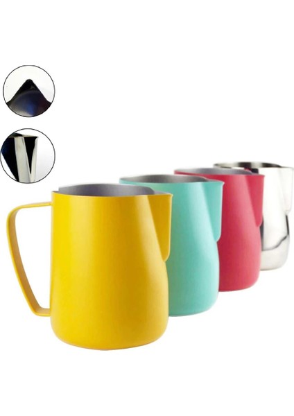 Titanyum Siyah 600 ml 350/600 ml Süt Buharda Köpürtme Sürahi Paslanmaz Çelik Yapışmaz Süt Sürahisi Çekme Çiçek Fincan Kahve Cappuccino Latte Sanat (Yurt Dışından) modelleri